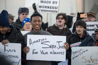 East African worker protest against Amazon