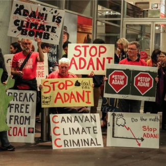 ABC's Q&A: Matt Canavan welcome committee PHOTO Stop Adani