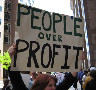 "People over profit" Goldman Sachs Protest