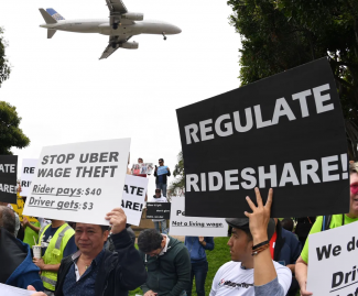 Drivers for Uber and Lyft stage a strike at Los Angeles International Airport