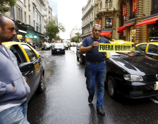 Protesting Uber in Buenos Aires