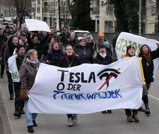 Protest against Tesla factory Erkner. PHOTO Leonhard Lenz.