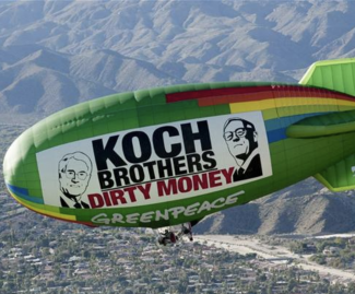 Koch Brothers Dirty Money Blimp PHOTO Gus Ruelas