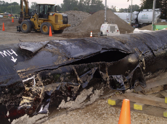 Ruptured Enbridge Pipeline from Kalamazoo Spill PHOTO NTSB, 350 Vermont