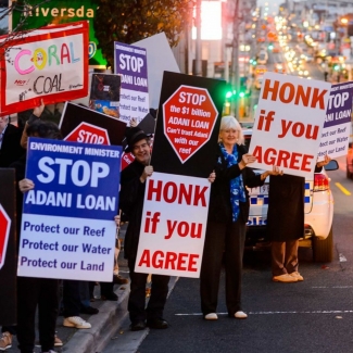 Evening #stopAdani climate Protest in Environment Minister Josh Frydenberg's Kooyong electorate PHOTO Julian Meehan