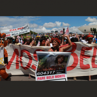 Sheyla Juruna Leads Brasilia Protest PHOTO International Rivers