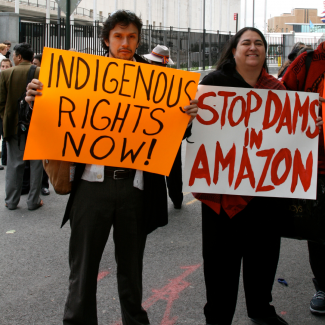 Indigenous Rights Now! Stop Dams in Amazon! PHOTO Amazon Watch