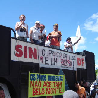 Antonia Melo of Altamira speaking at a rally to stop Belo Monte Dam PHOTO Amazon Watch