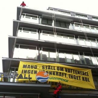 Greenpeace har tagit över Vattenfall HQ PHOTO Brian Askrud