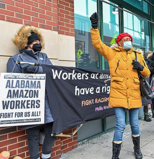 Jeff Bezos birthday demonstration and protest PHOTO Joe Piette