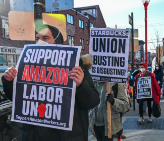 Philly Solidarity with Starbucks, Amazon & all workers organizing PHOTO Joe Piette